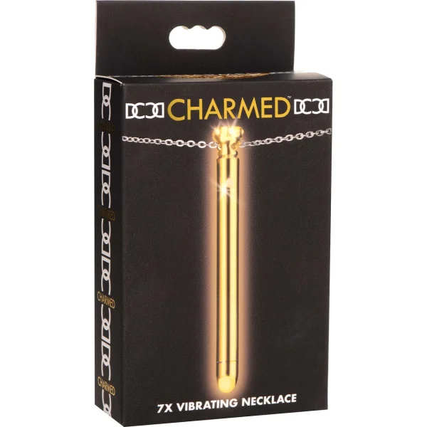 Charmed 7X Rechargeable Stainless Steel Vibrating Necklace - Gold