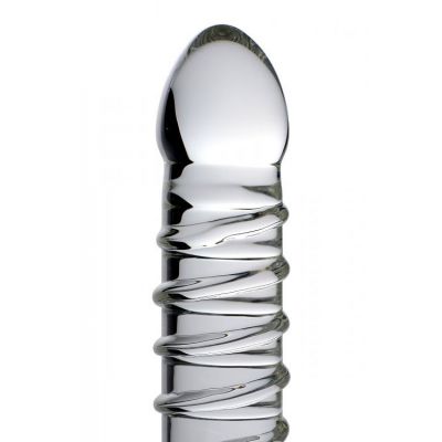 Master Series Ribbed 12 25 Glass Dildo