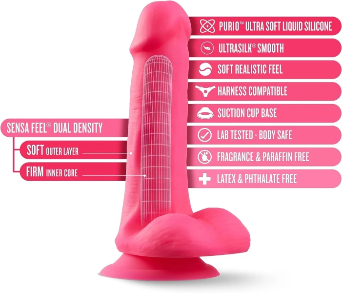 Blush - Neo Elite - 6" Silicone Dual Density Cock w Balls — image 5 of 5