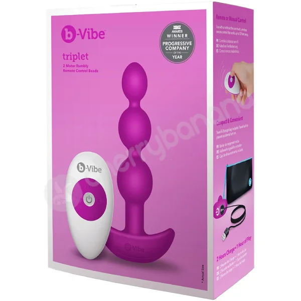B-Vibe Triplet Purple Flexible Silicone Vibrating Anal Beads