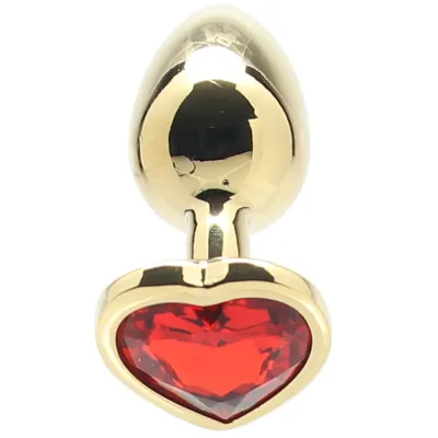 Shots Ouch Heart Gem Butt Plug Small Gold Ruby Red