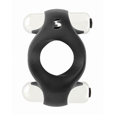 Dalton Double Vibrating Cockring Silicone 10 Speeds Black