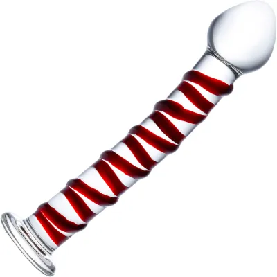 Glas Mr Swirly Glass Dildo Red Clear