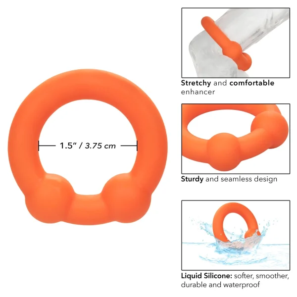 Alpha Liquid Silicone Dual Ball Ring Orange