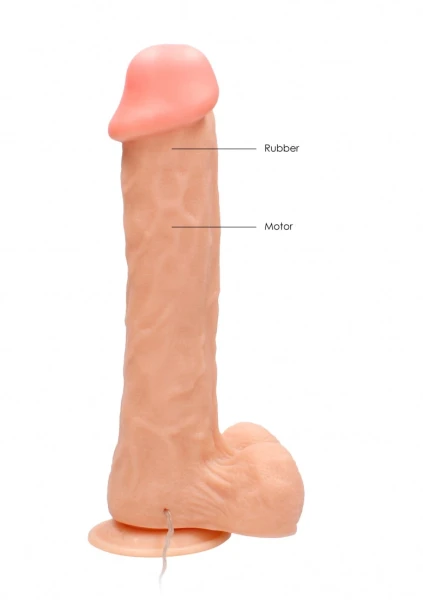 Vibrating Realistic Cock - 11" - With Scrotum - Skin