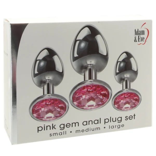 Adam & Eve Pink Heart Gem Anal Plug Set