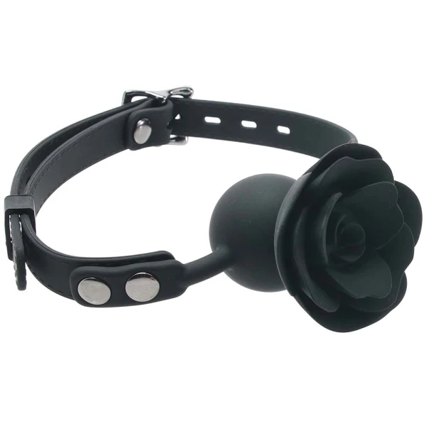 Forbidden Removable Silicone Rose Gag By CalExotics - Black