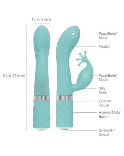 Pillow Talk Kinky Vibrator - Teal - 8.5 Inch