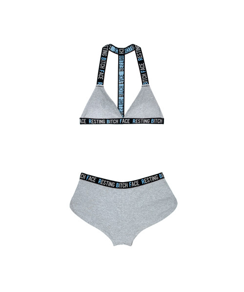 Ribbed Knitted Bra Set - S/M