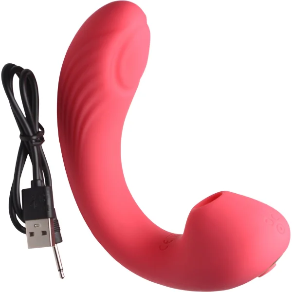 Shegasm Joy-Pulse Flexible Silicone G-Spot Pulsing Vibrator & Pressure Wave Clitoral Stimulator - Pink