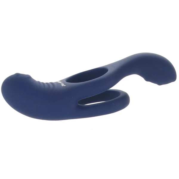 Zero Tolerance Ring Around The Rosy Silicone Vibrating Double Cock Ring & Ball Stimulator - Blue