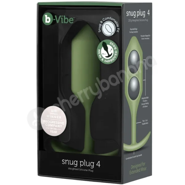 B-Vibe Army Green Snug Plug 4 Weighted 5.2" Butt Plug