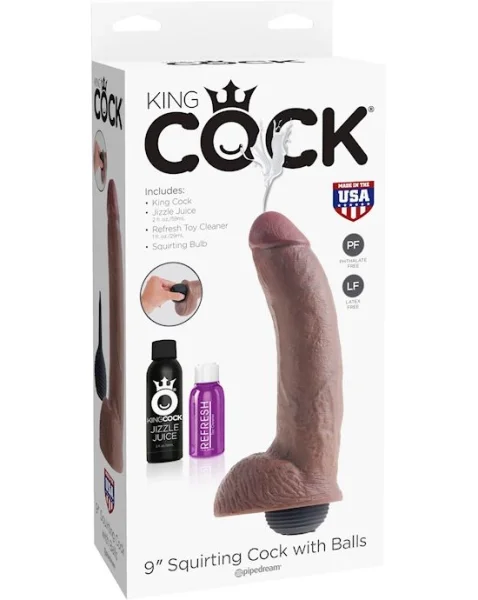 King Cock 9 Inch Squirting Dildo - Brown - 9 Inch