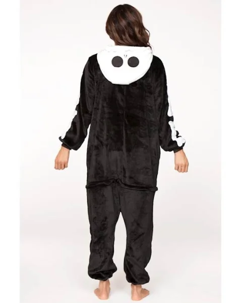Skeleton Adult Onesie - Black/white - Extra Large