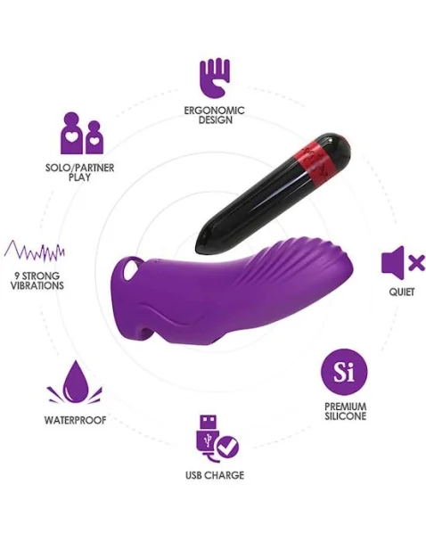 Aurora Finger Vibrator - Purple - 4.6 Inch