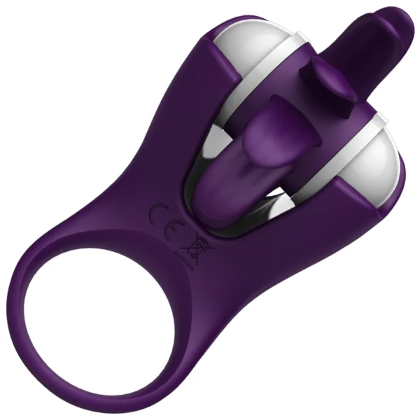 Rechargeable Silicone Cock Ring With Spinning Clit Stimulator
