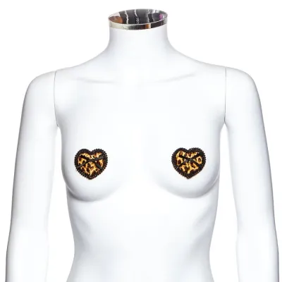 Bondara Flirt Wild Love Leopard Print Heart Nipple Pasties