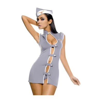 Obsessive Stewardess Costume Grey S m