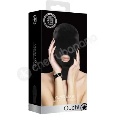 Ouch Black Velvet Mask With Mouth Opening