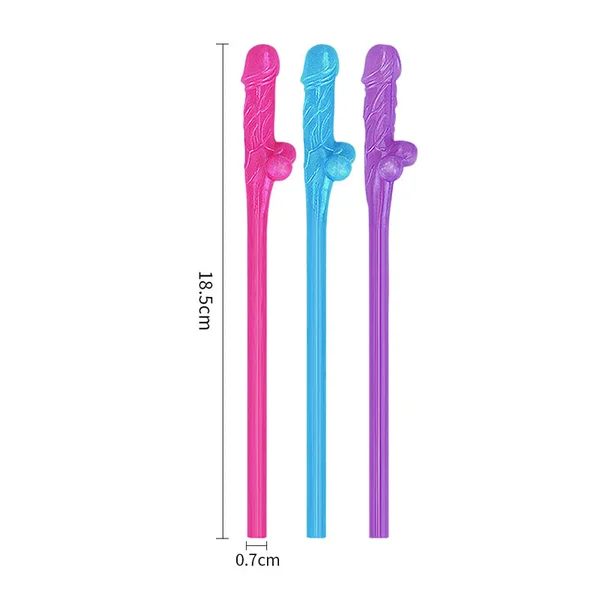 Jokes & Parties Original Willy Straws Coloured Dicky Straws - Set of 9