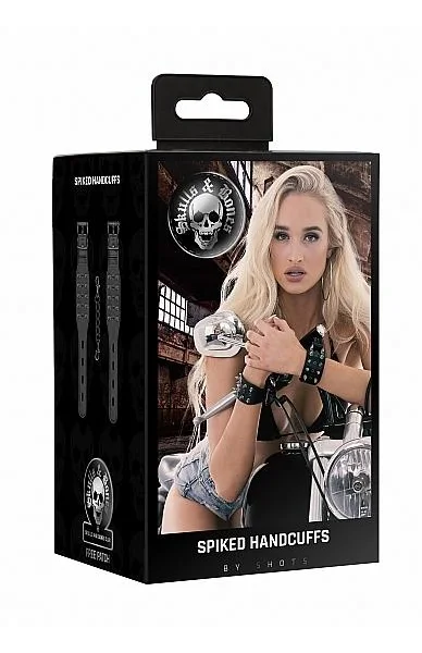 Ouch! Skulls And Bones Handcuffs With Spikes Black