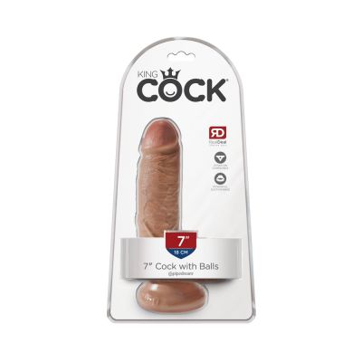 King Cock 7 inches Cock with Balls Tan Dildo