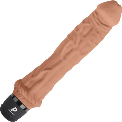 Powercocks Girthy Realistic Silicone Waterproof Rechargeable 8 Vibrator Caramel