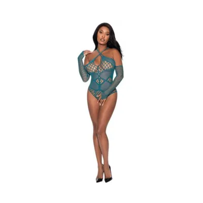 Women s Lingerie Magic Silk Seamless Long Sleeve Teddy Teal O s