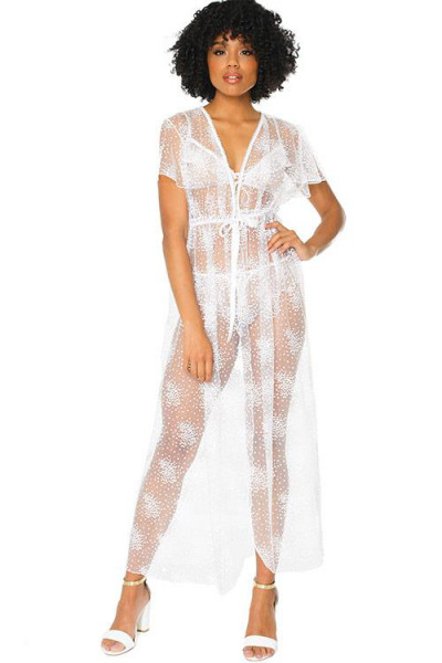 Coquette Adore You White Tulle Robe