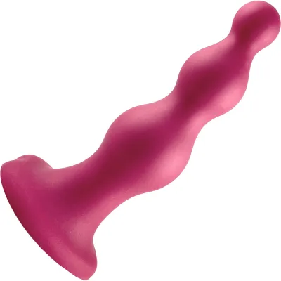 Strap on Me Hybrid Collection Beads Silicone Suction Cup Dildo L Metallic Raspberry Pink