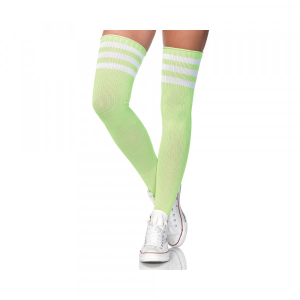 Athlete Thigh Highs with 3 Stripes Top O/S Neon Green
