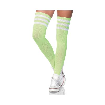 Athlete Thigh Highs with 3 Stripes Top O S Neon Green