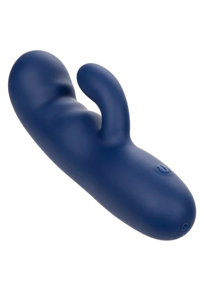 Cashmere Silk Duo Rechargeable Waterproof Silicone Rabbit Vibrator By CalExotics - Blue