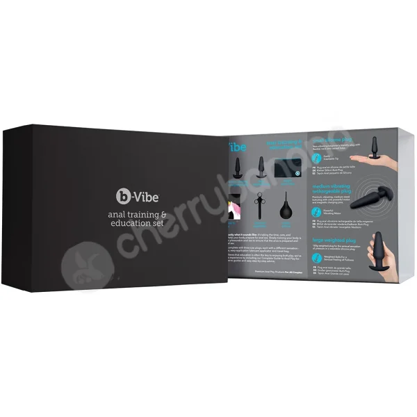 B-vibe Anal Training 7 Piece Black Butt Plug & Accessories Education Set