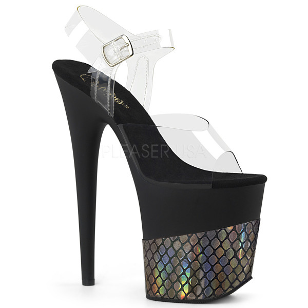 8 inches Heel, 4 inches PF Ankle Strap Sandal w/ Fish Skin Design — image 9 of 12