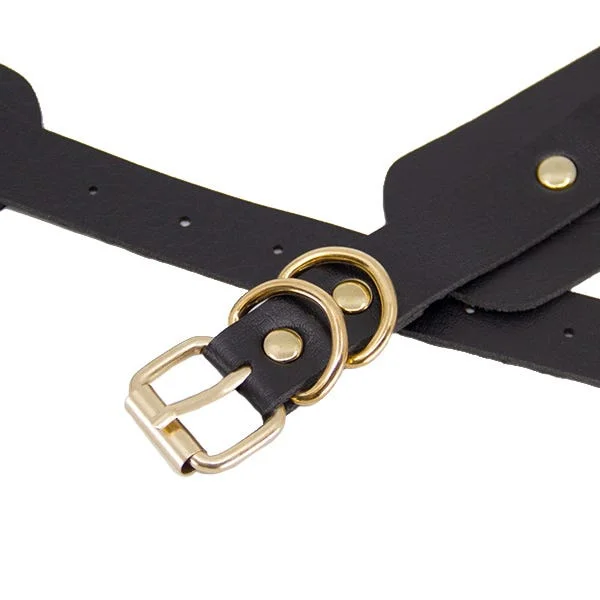 Love In Leather Faux Leather Collar with Gold Padlock