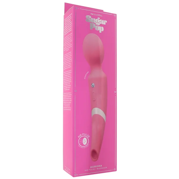 Sugar Pop Aurora Silicone Pressure Wave Clitoral Stimulator & Wand Style Vibrator - Pink