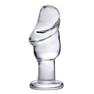 Asvini Glass Penis Anal Plug Clear 5 Inch