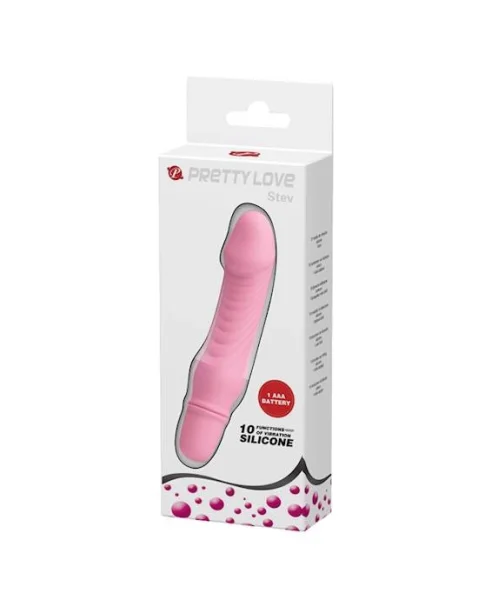 Stev Vibrating Dildo - 5.3 Inch - Pink