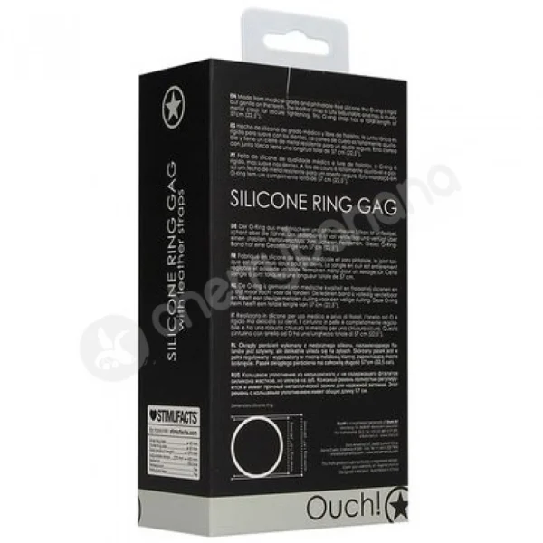 Ouch Black Silicone Ring Gag With Adjustable Leather Strap