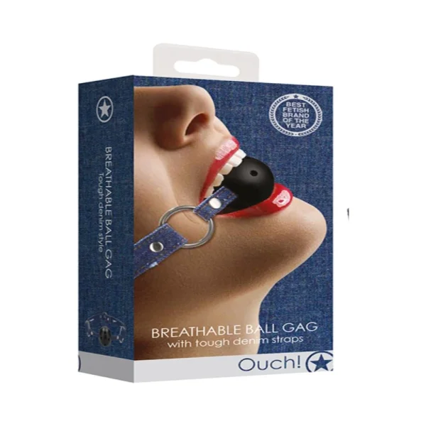 Ouch Breathable Ball Gag With Roughened Denim Straps