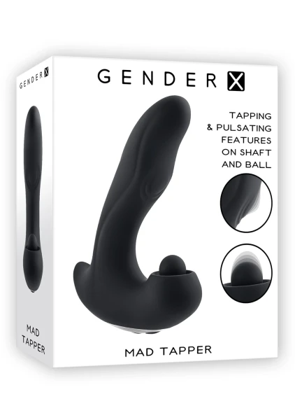 Gender X Mad Tapper Rechargeable Silicone Dual Stimulation Vibrator - Black
