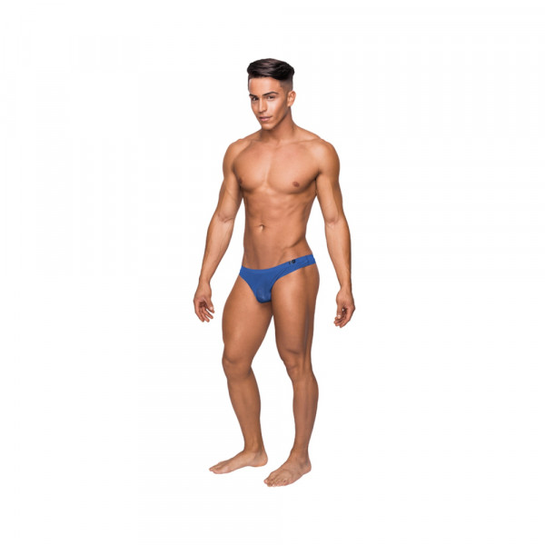Male Power Seamless Sleek Thong Blue Sheer Pouch Sm