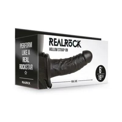 Realrock Hollow Strap on Without Balls 6 In Chocolate