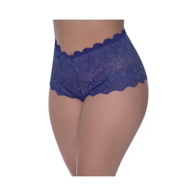 Women s Lingerie Magic Silk Berrylicious Split Crotch Lace Boyshort Blueberry Queen Size
