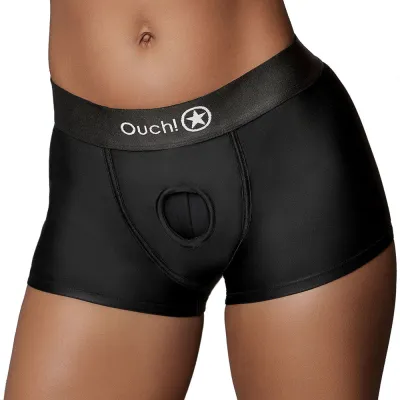 Ouch Black Vibrating Strap on Boxer