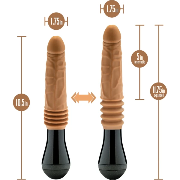 Dr. Skin Dr. Arthur 5" Thrusting, Gyrating & Vibrating Silicone Dildo With Handle By Blush - Caramel