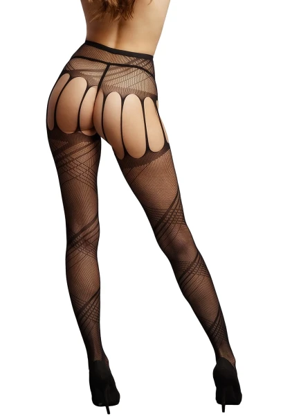 Le Désir Black Crotchless Cut-Out Pantyhose