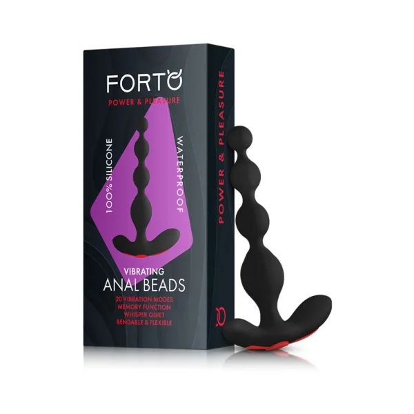 Forto Vibrating Anal Beads Black