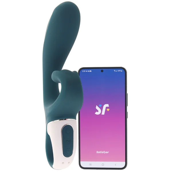 Satisfyer Hug Me Silicone Rechargeable Flexible App Enabled Dual Stimulation Vibrator - Steel Blue